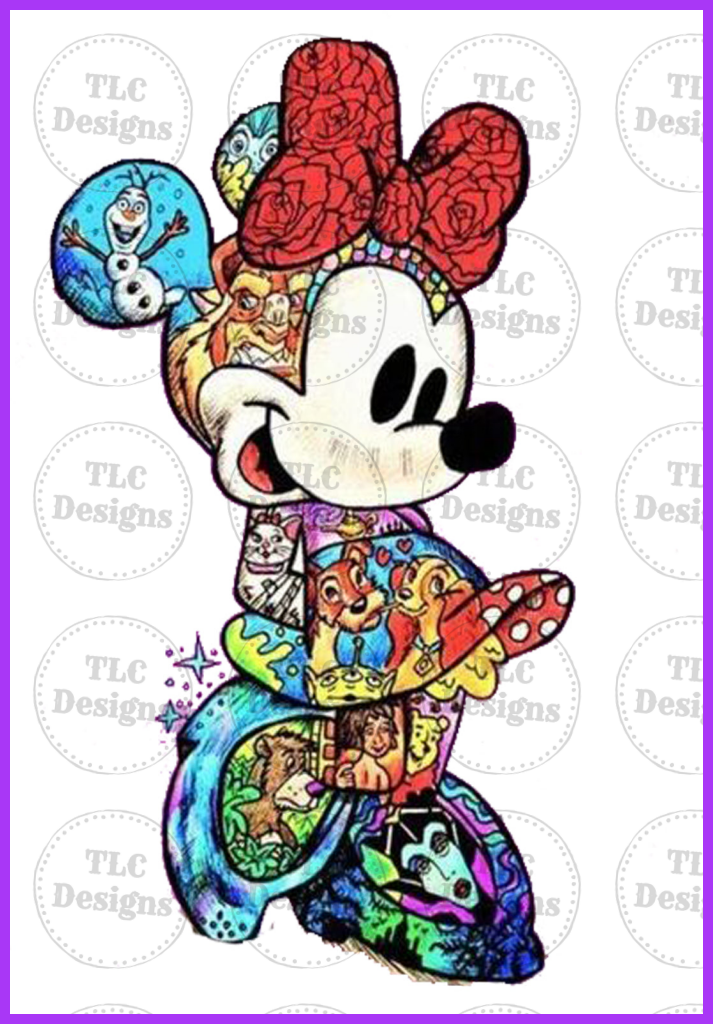 Minnie Hand Drawn Full Color Transfers