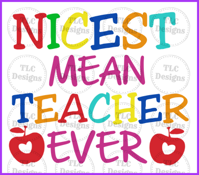 Nicest Mean Teacher Full Color Transfers