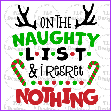 On The Naughty List Full Color Transfers