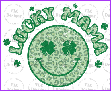 One Lucky Mama Smiley Face Full Color Transfers