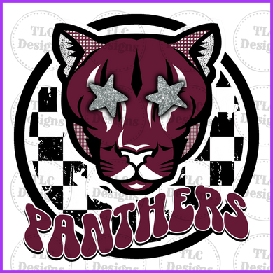 Panthers Maroon And Black Full Color Transfers