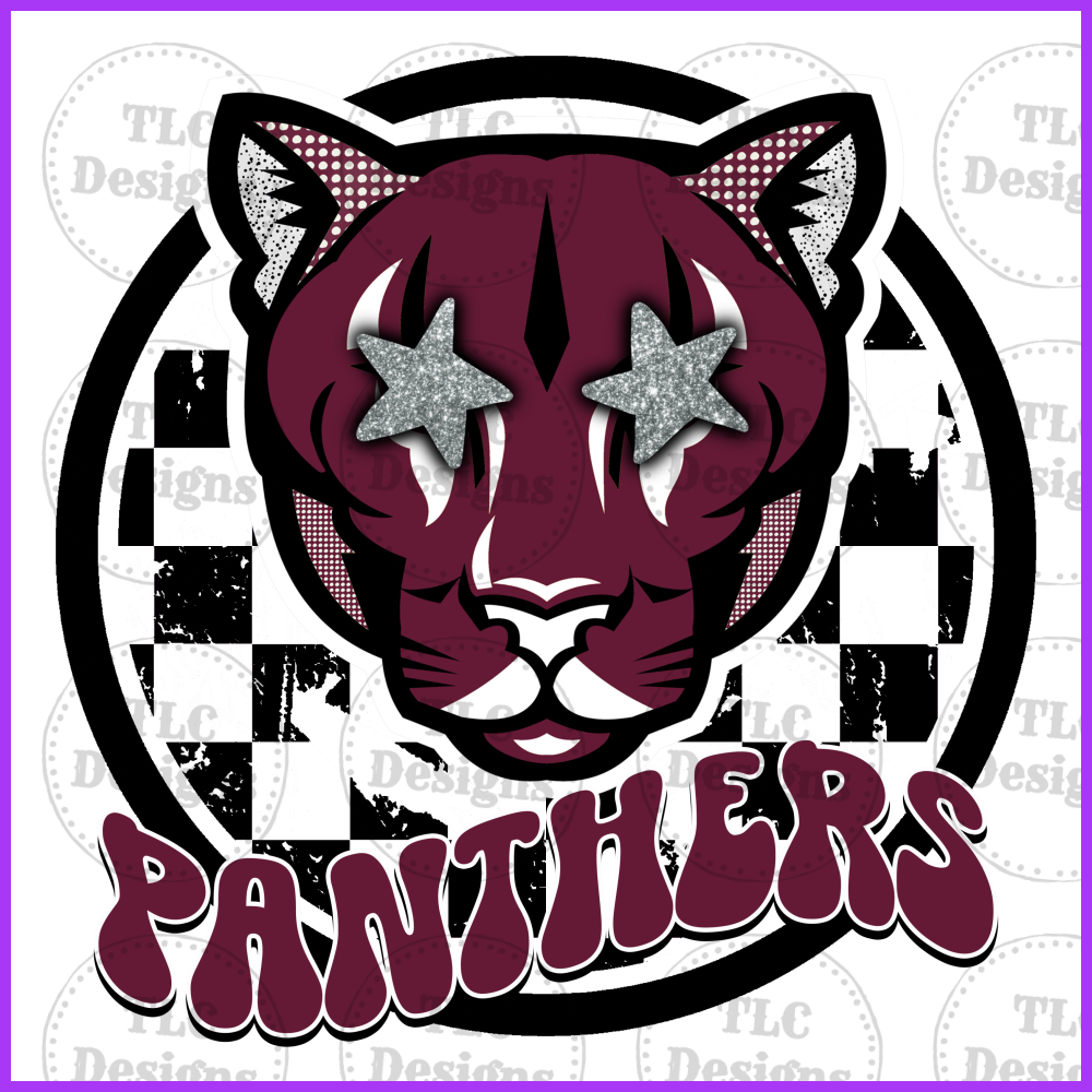 Panthers Maroon And Black Full Color Transfers