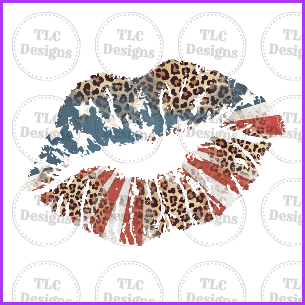Patriotic Lips Full Color Transfers