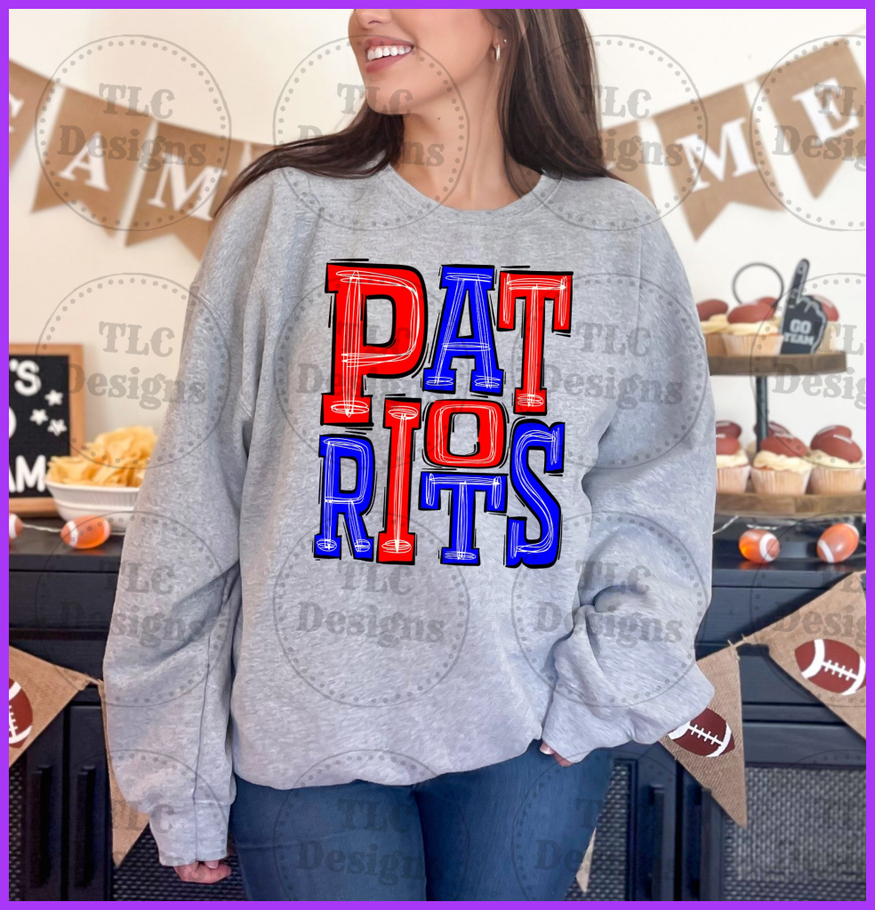 Patriots Red And Blue Full Color Transfers