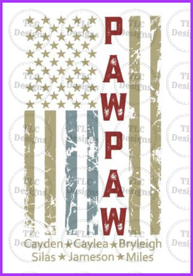 Pawpaw - Distressed Flag Full Color Transfers