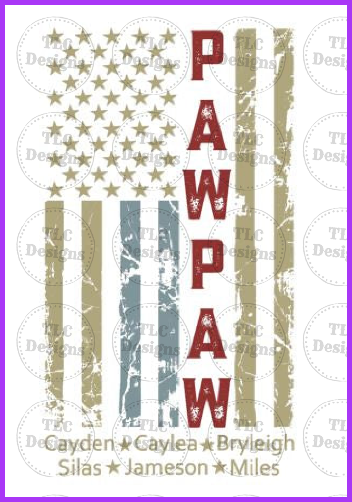 Pawpaw - Distressed Flag Full Color Transfers