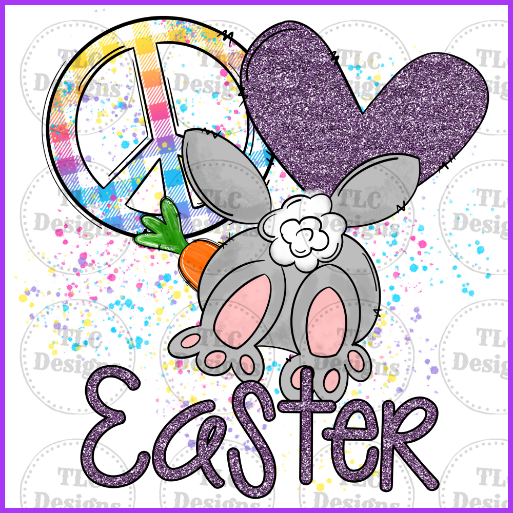 Peace Love Bunny Full Color Transfers