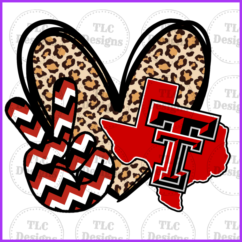 Peace Love Texas Tech Grouped Full Color Transfers