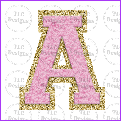 Pink Chenille Letters Full Color Transfers