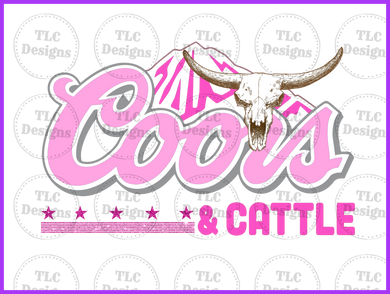 Pink Coors And Cattle Full Color Transfers