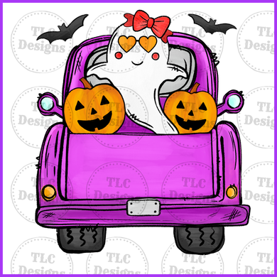 Pink Ghost Truck- Can Be Personalized Full Color Transfers