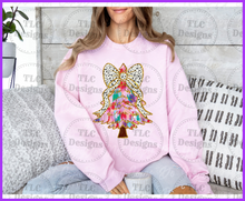 Load image into Gallery viewer, Pink Painted Christmas Tree With Bow Full Color Transfers
