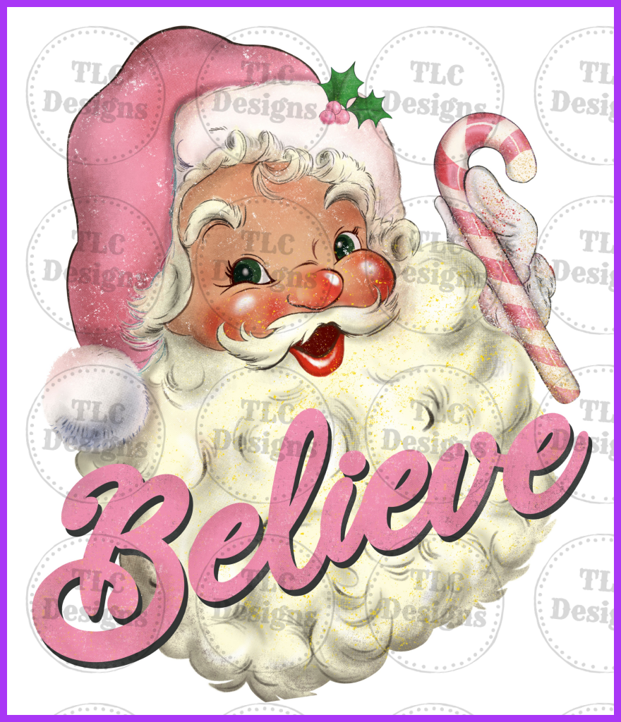 Pink Santa Full Color Transfers