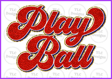 Play Ball Chenille Letters Full Color Transfers