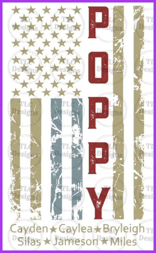 Poppy - Distressed Flag Full Color Transfers
