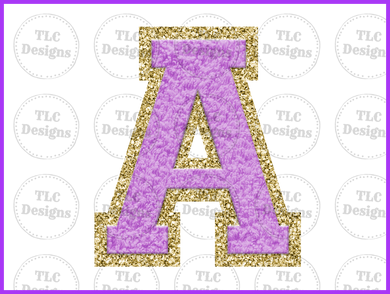 Purple Chenille Letters Full Color Transfers