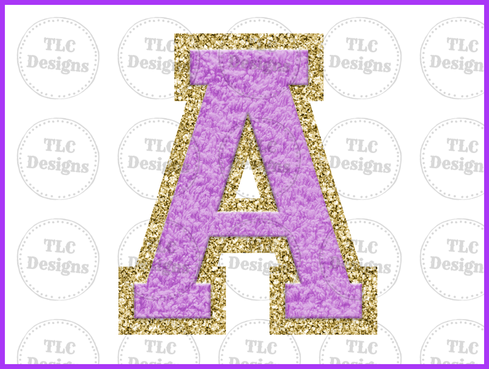 Purple Chenille Letters Full Color Transfers