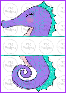 Purple Seahorse Name Plate Full Color Transfers