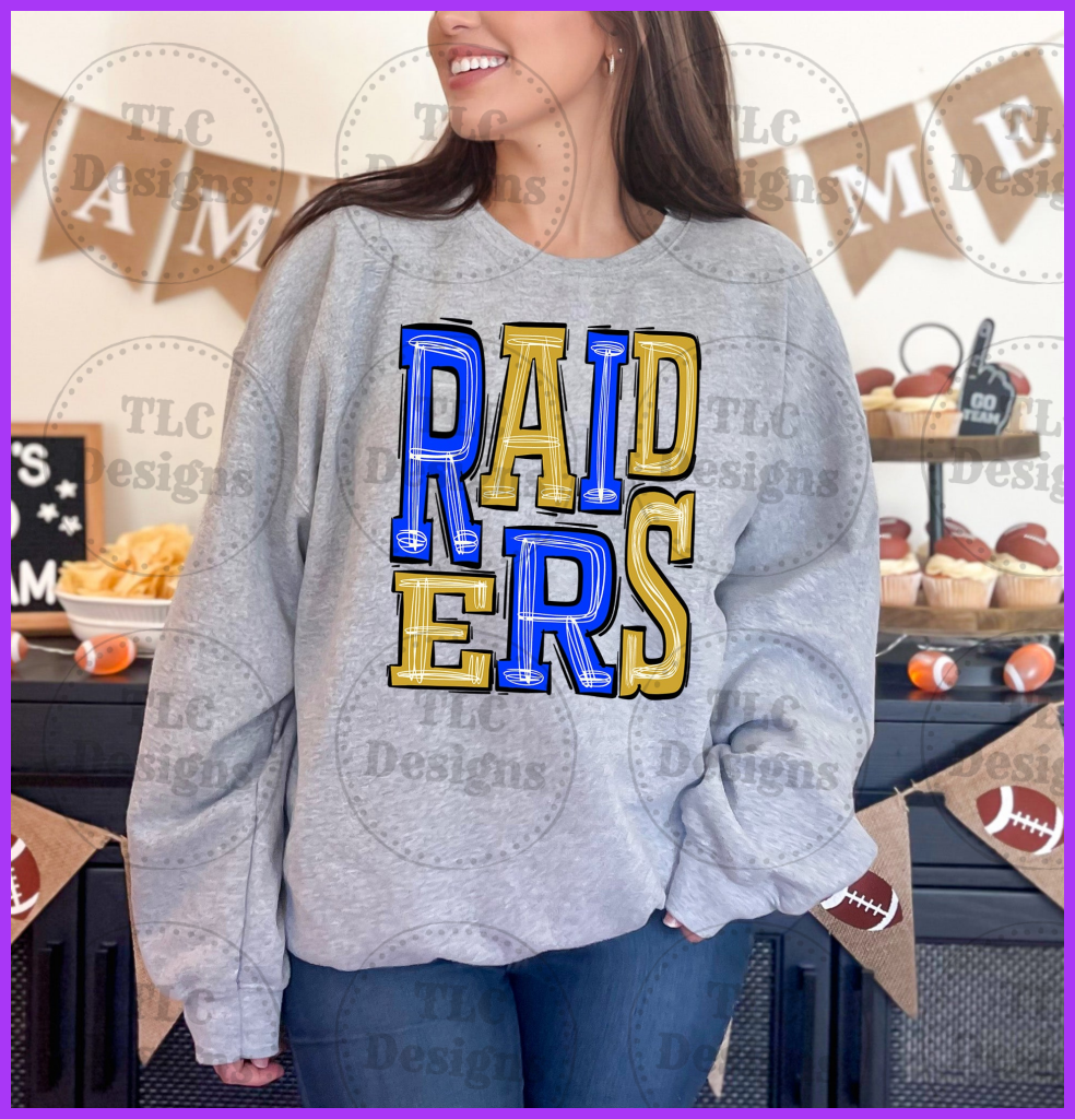 Raiders Blue And Yellow Full Color Transfers