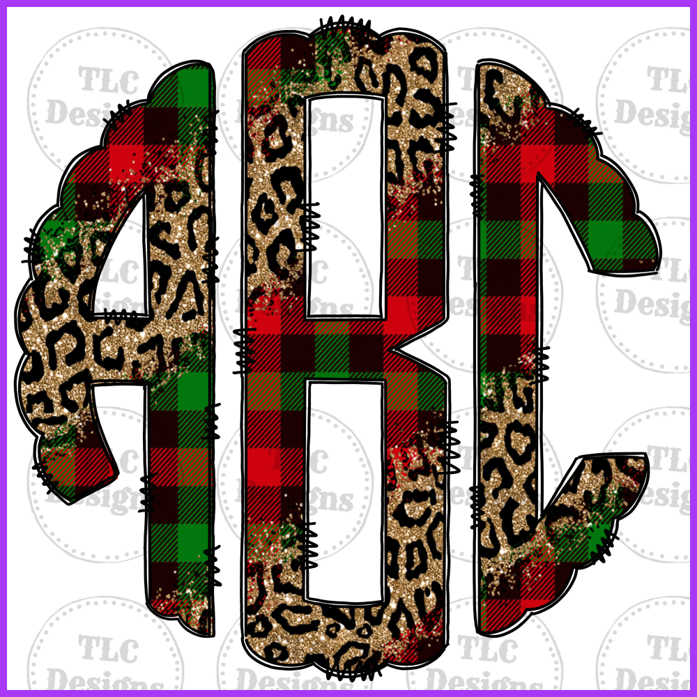 Red And Green Plaid Monogram Full Color Transfers