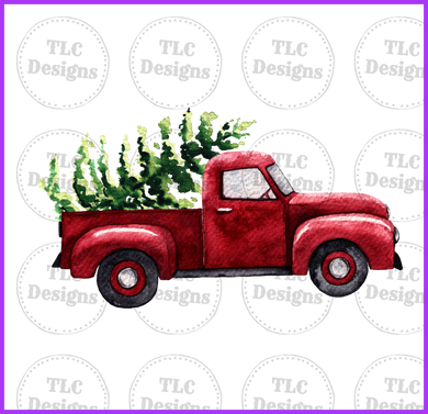 Red Christmas Truck With Tree Full Color Transfers