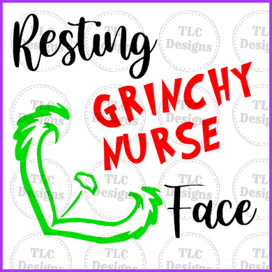 Resting Grinchy Nurse Face Full Color Transfers