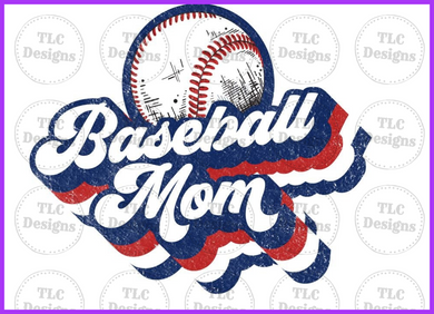 Retro Baseball Mom Full Color Transfers