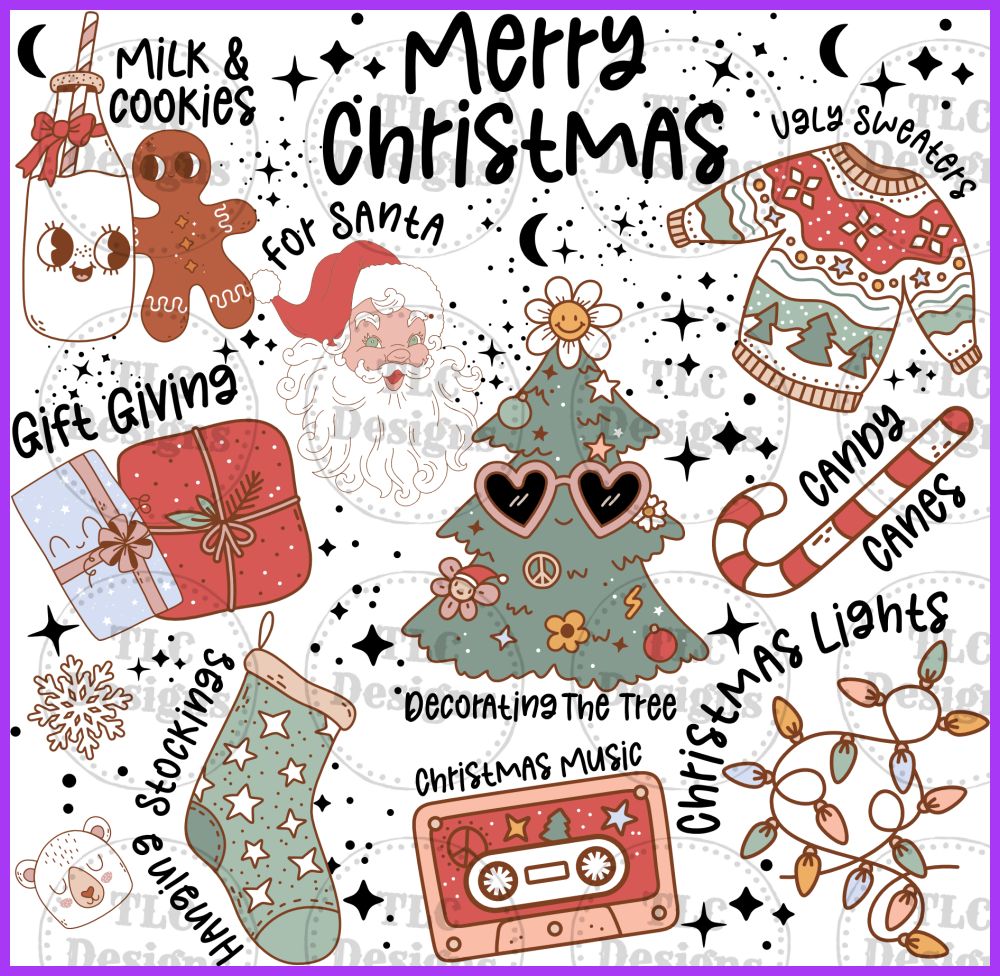 Retro Items Christmas Full Color Transfers