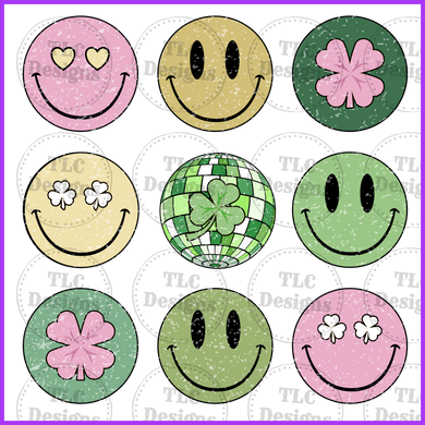 Retro Lucky Smiley Faces Full Color Transfers