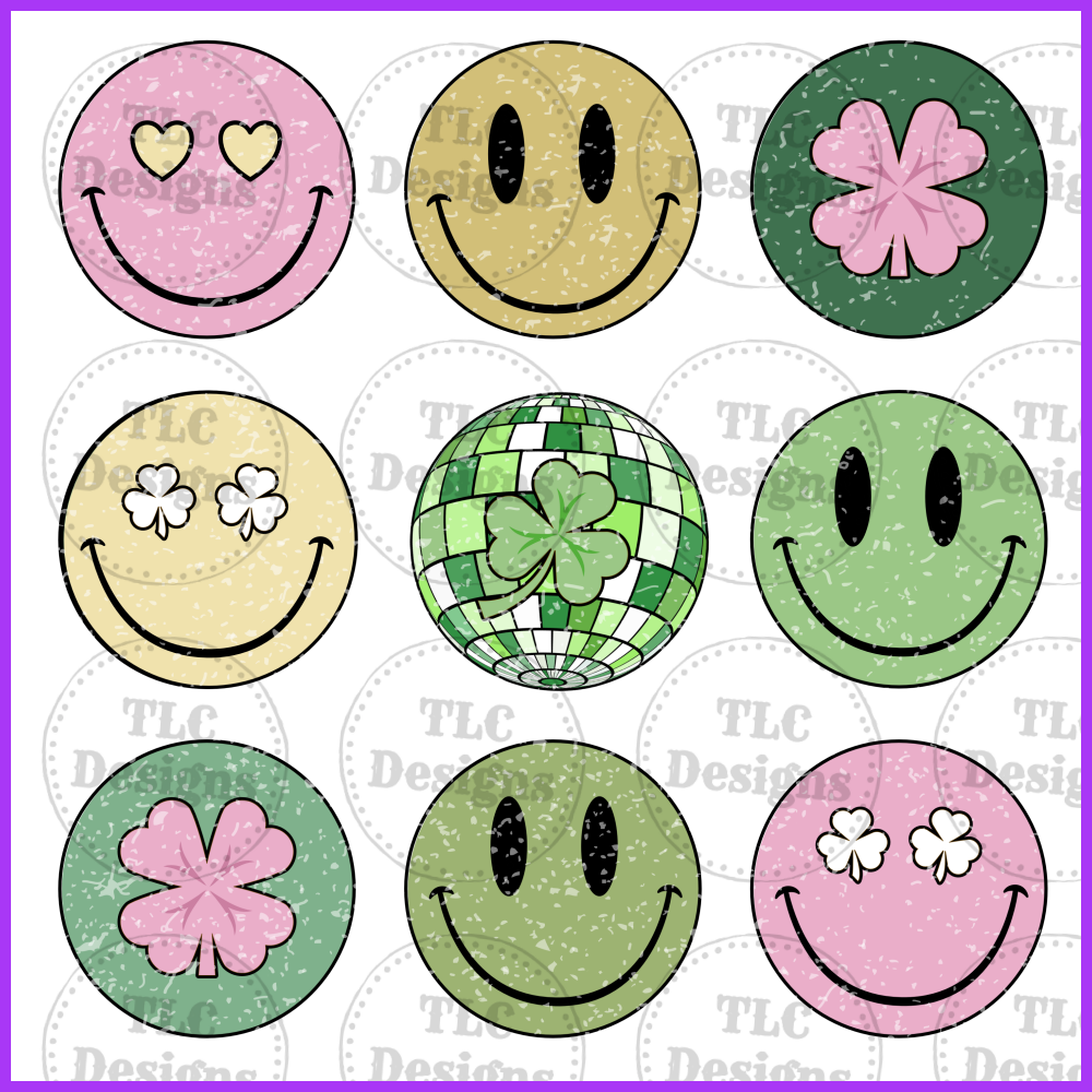Retro Lucky Smiley Faces Full Color Transfers