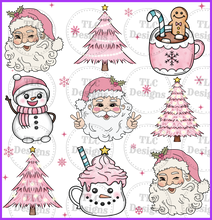 Load image into Gallery viewer, Retro Pink Christmas Full Color Transfers
