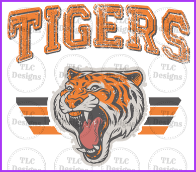 Retro Tigers Orange And Dark Grey- Transfers Full Color