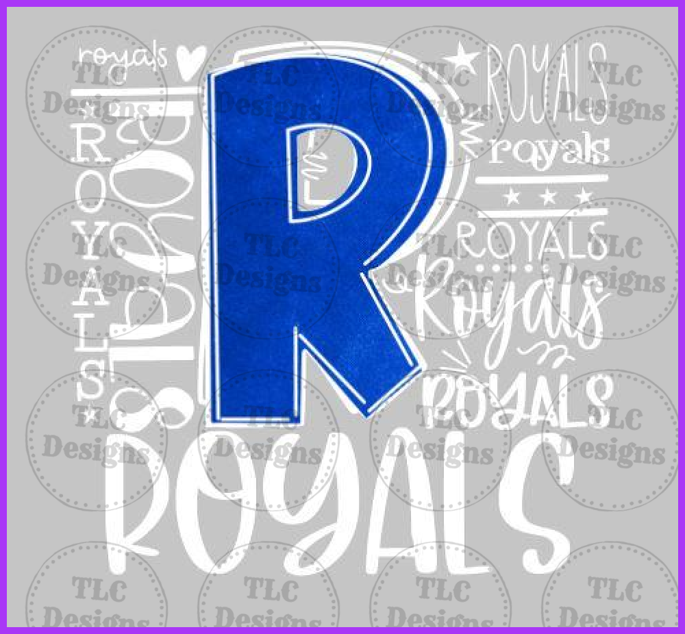 Royals With Royal Blue And White Font Full Color Transfers