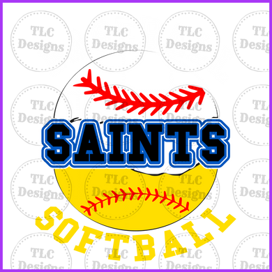 Saints In Black Split Baseball/Softball Full Color Transfers