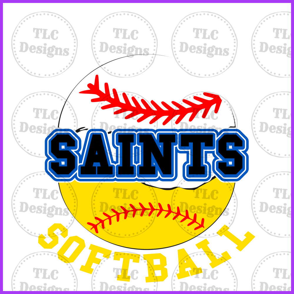 Saints In Black Split Baseball/Softball Full Color Transfers