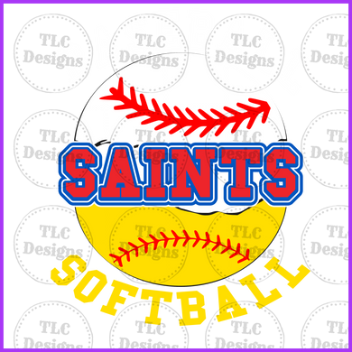 Saints In Red Split Baseball/Softball Full Color Transfers