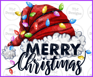 Santa Hat With Lights Full Color Transfers