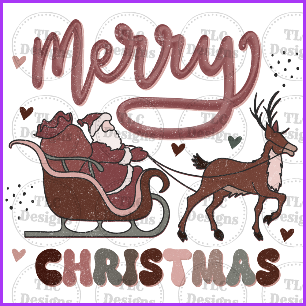 Santa In Sled Full Color Transfers