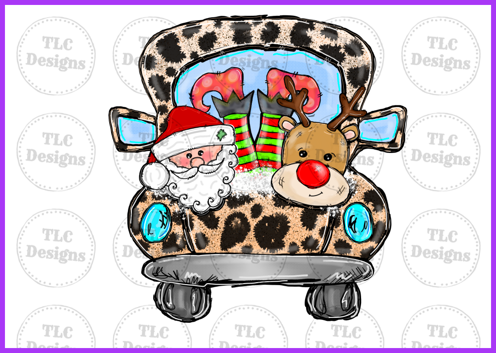 Santa In Truck Full Color Transfers
