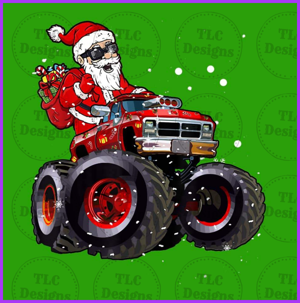 Santa On Monster Truck Full Color Transfers