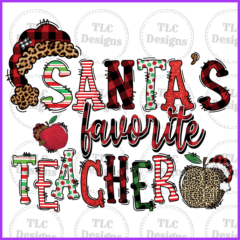 Santas Favorite Teacher Full Color Transfers