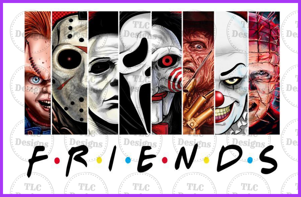 Scary Friends In White Font Full Color Transfers
