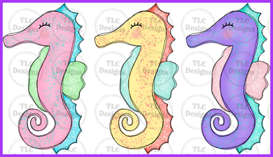 Seahorse Trio Full Color Transfers