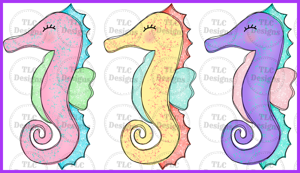 Seahorse Trio Full Color Transfers