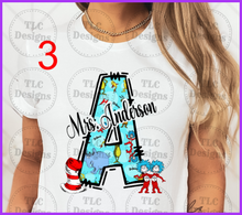 Load image into Gallery viewer, Seuss Big Letter Designs (Put In Notes 1 2 Or 3 With Name) Full Color Transfers
