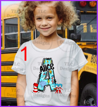 Load image into Gallery viewer, Seuss Big Letter Designs (Put In Notes 1 2 Or 3 With Name) Full Color Transfers
