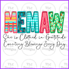 Load image into Gallery viewer, She Is Clothed- Memaw Full Color Transfers
