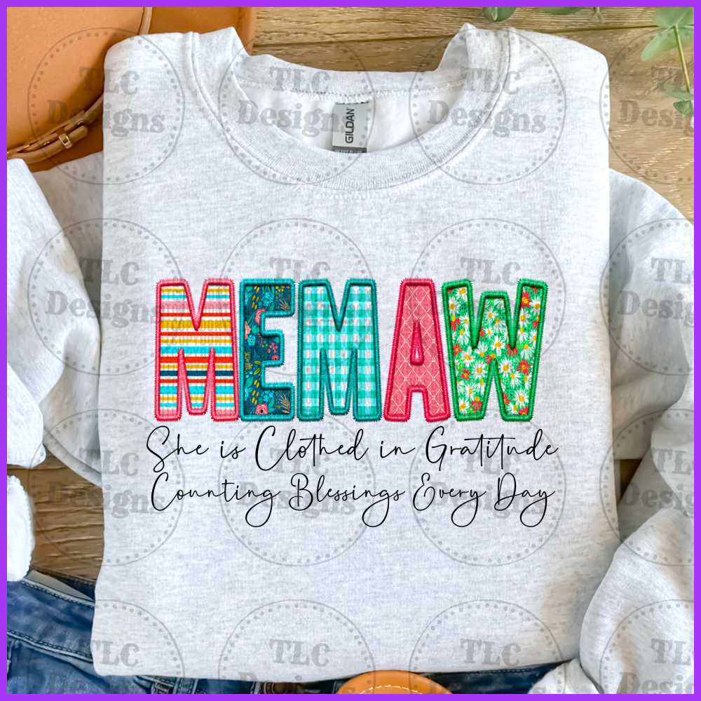 She Is Clothed- Memaw Full Color Transfers