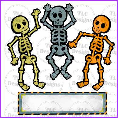 Skeleton Trio- Can Be Customized Full Color Transfers