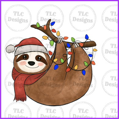 Sloth With Santa Hat Full Color Transfers